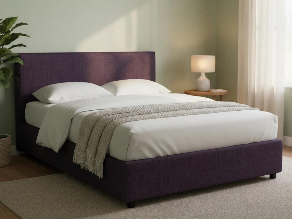 Worthing, Letto Matrimoniale Sfoderabile Made in Italy, Viola