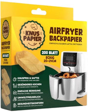 Papel per air fryer Antiaanbaklaag, ecologico e resistente al forno (20 cm x 20 cm)