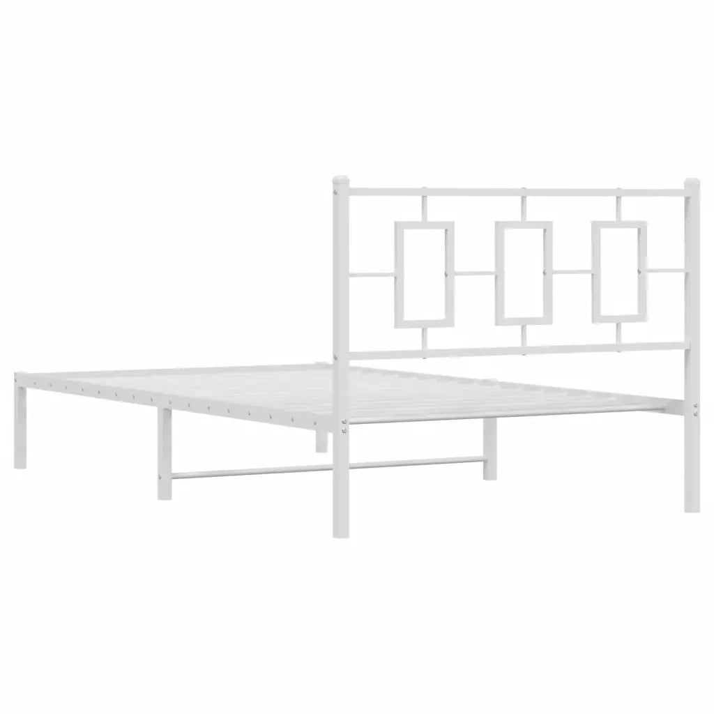 Letto singolo | Letto per adulti | Giroletto con Testiera Metallo Bianco 107x203 cm
