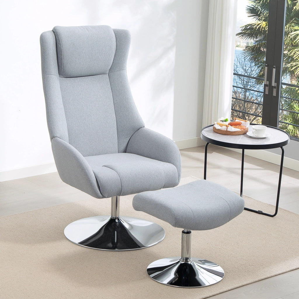 Poltrona girevole reclinabile con poggiapiedi ¨C zephmum ¨C Grigio