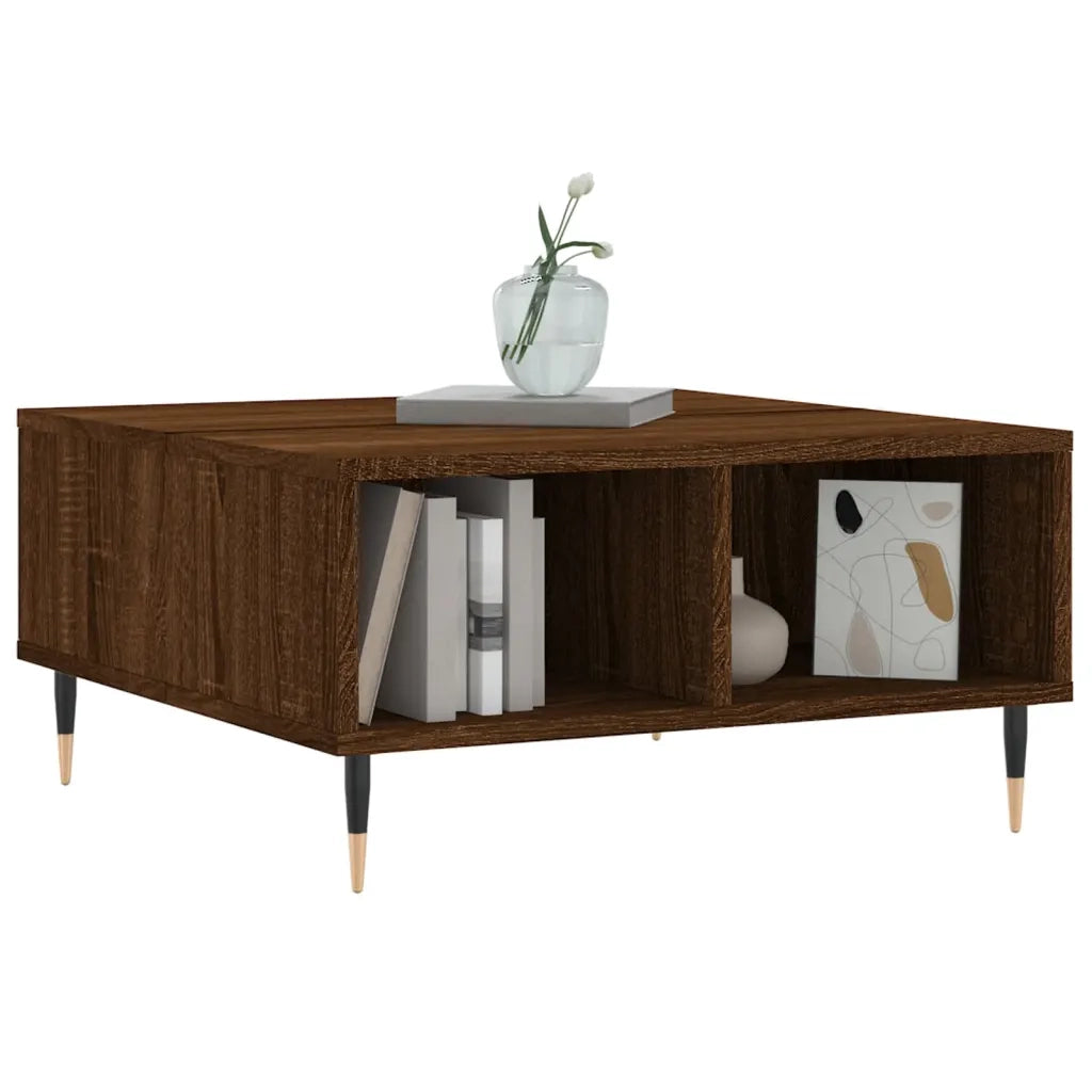 Tavolino da Salotto Rovere Marrone 60x60x30cm Legno Multistrato 827035