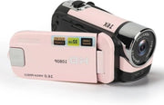 Camera digitale 1080P con zoom 16x - videocamera per vlog e registrazioni - schermo rotativo da 24 pollici - fotocamera selfie con illuminazione integrata - colore rosa.
