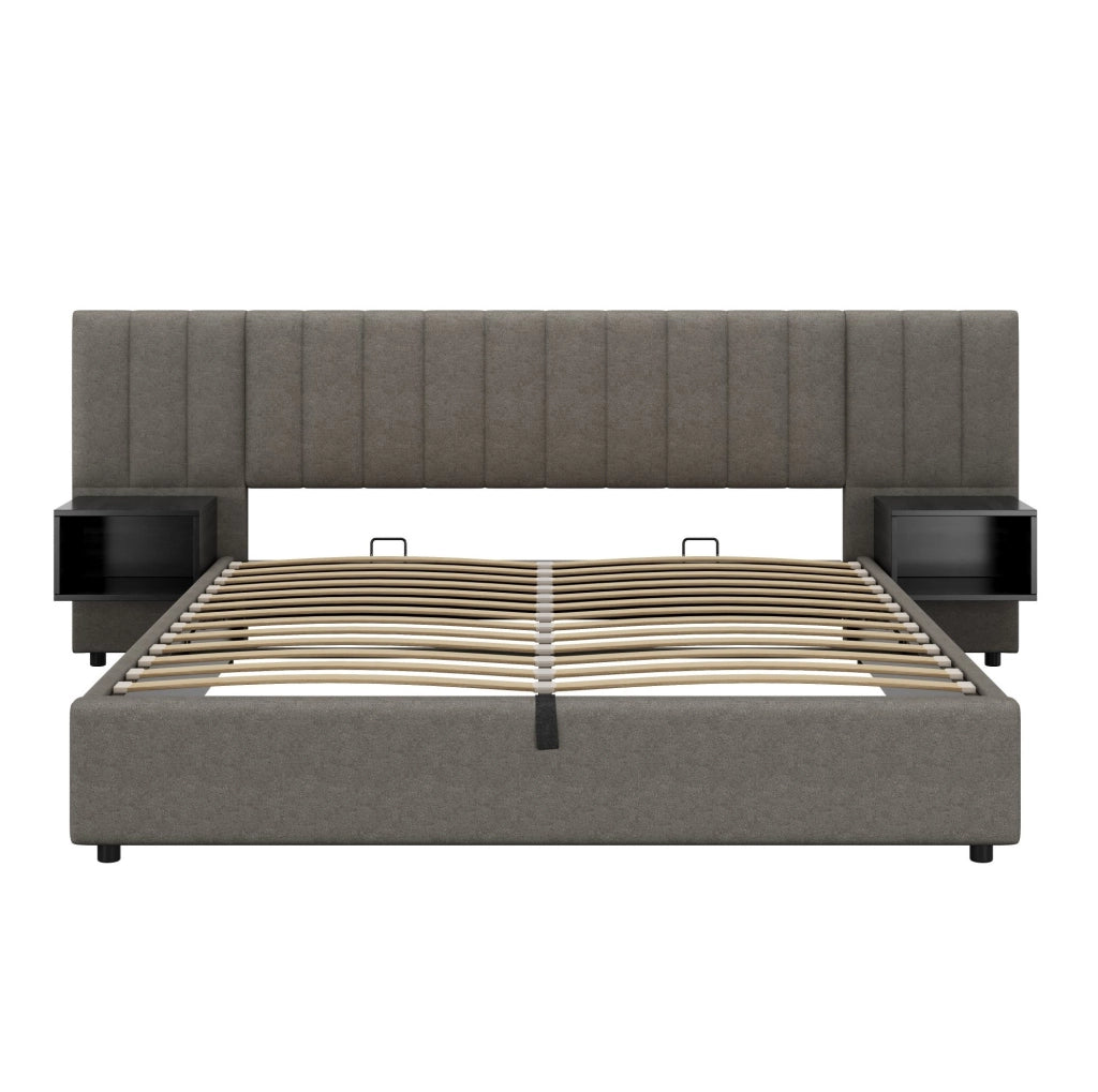 Letto imbottito 180x200 cm con contenitore e 2 comodini