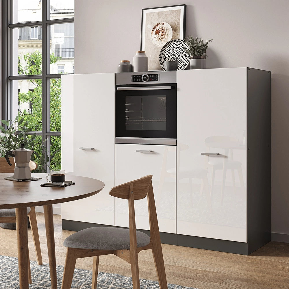 Cucine componibili piccole R-Line Bianco lucido/Antracite 180 cm senza piano di lavoro Vicco