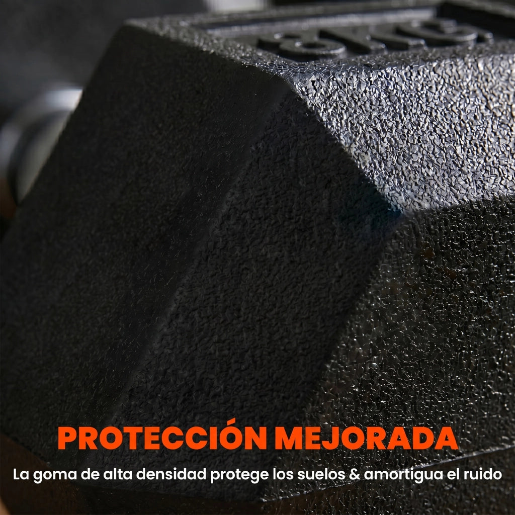 Set Manubri Esagonali 2x8kg ¨C Xylo ¨C Con Barra Collegamento Metallo Nero Argento