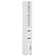 COLONNA BAGNO CON MENSOLE E ARMADIETTI, MOBILE ALTO SALVASPAZIO IN LEGNO 15X17X120CM, BIANCO