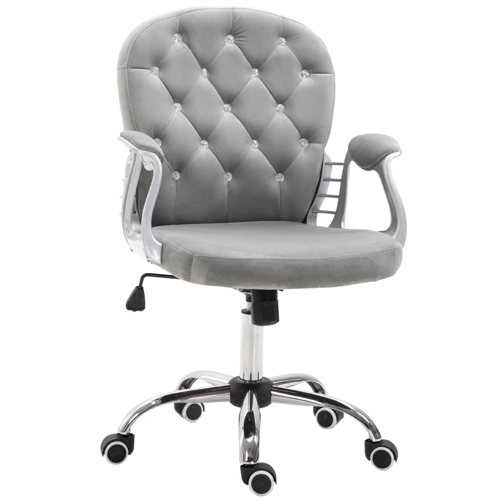 Sedia da ufficio in velluto con schienale e braccioli ¨C zephmum ¨C Grigio 60x60x93-103 cm