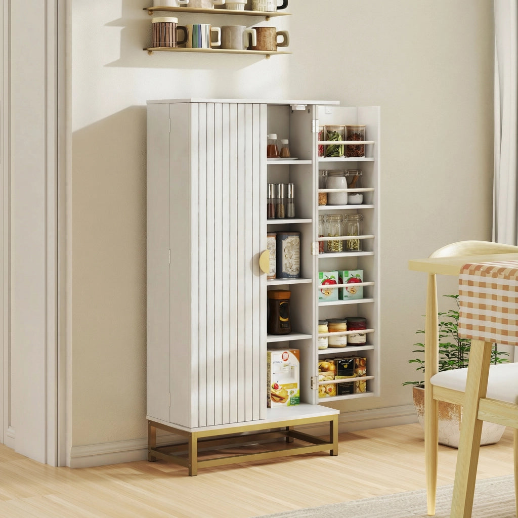 Armadio da cucina con ante e ripiani ¨C Zephmum ¨C Bianco 58x29x119,5cm