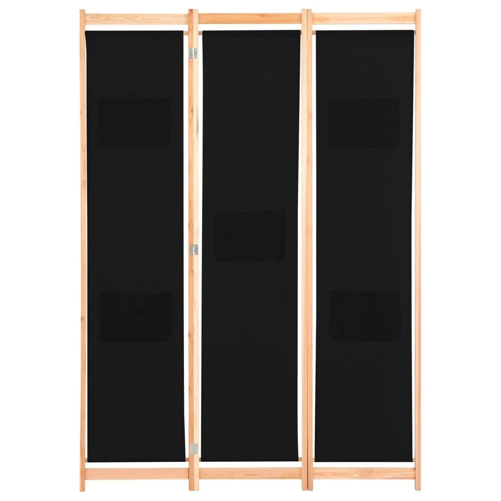 Parete divisoria divisorio mobile decorativo 3 pannelli nero 120x4 cm tessuto 0802091