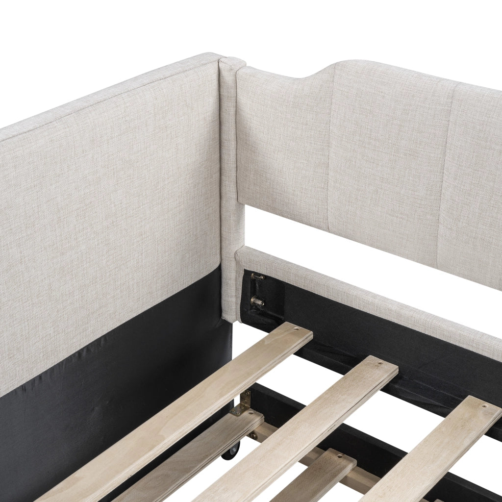 LETTO Singolo imbottito 90x200 cm con letto estraibile Beige