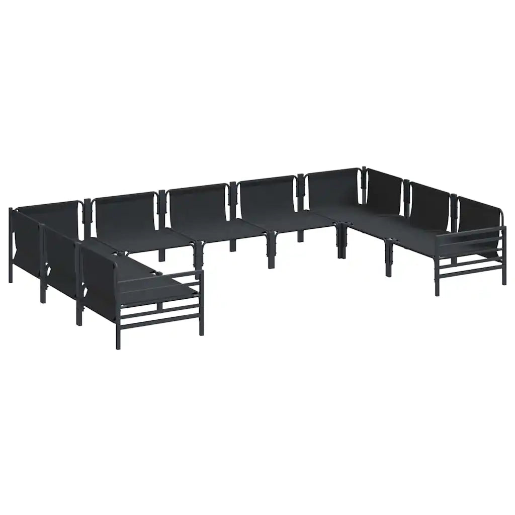 Set Divano da Giardino con cuscino 9 pcs Nero Acciaio 3379014