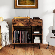 Supporto per giradischi con base di ricarica, per dischi in vinile con cassetto e vano aperto, giradischi da tavolo con presa e USB e tipo C, in vinile