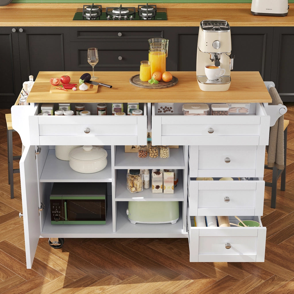 Carrello da Cucina con Cassetti ¨C MINIMAL ¨C Bianco, 134x46x92 cm