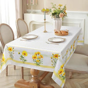 Tavolino con copertura quadrata a fiori, tovagliato a olio aquarello per tavolo, copertura per tavolo decorativa, tovagliato in poliestere per giardino, picnic, cucina, feste primavera/estate (fiore giallo, 152 x 213 cm)