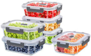 Contenitori per cibo in vetro con coperchi 12 pezzi (6 contenitori + 6 coperchi) - Contenitori per cibo in vetro con coperchi, resistenti a microonde, lavastoviglie e congelatore - Boxe per la preparazione delle pasti Contenitori per pranzo in vetro