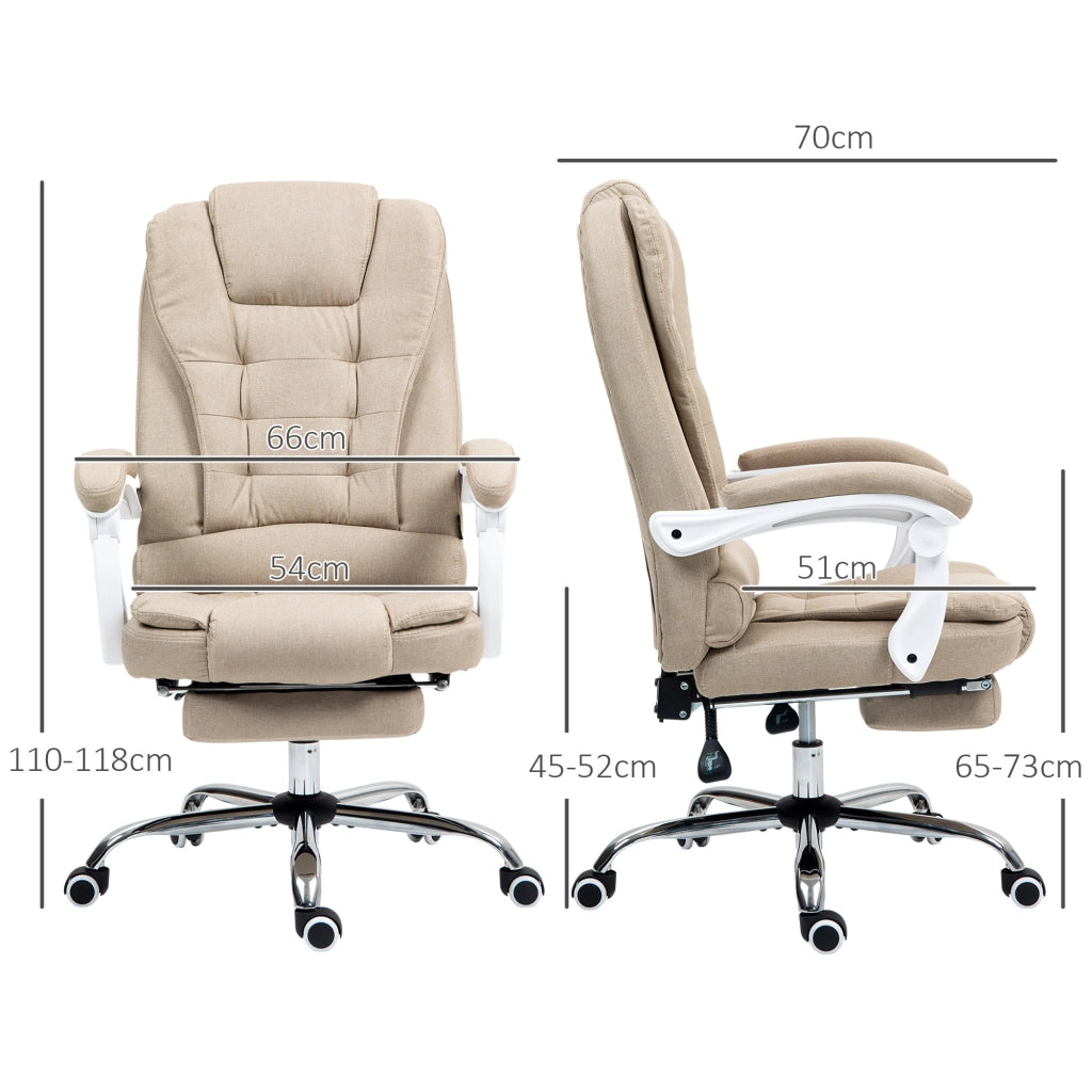 Sedia da Ufficio Manager con Poggiapiedi ¨C Xylo ¨C Schienale Reclinabile, Braccioli Imbottiti, Beige