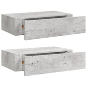 2 pz Mensola | Scaffali con Cassetti Grigio Cemento 40x23,5x10 cm in MDF