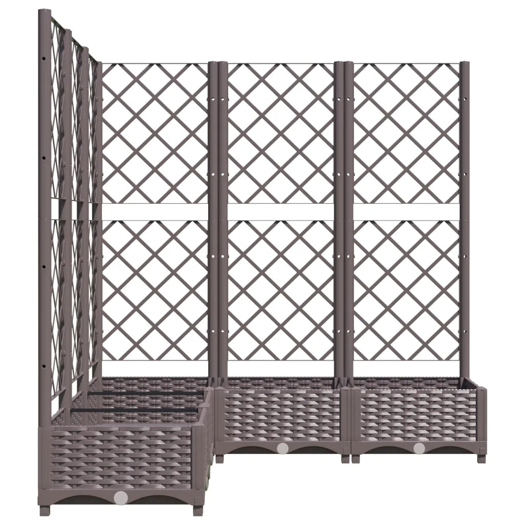 Fioriera | Cassetta per fiori | Vaso da Giardino e Graticcio Marrone 120x120x121,5 cm in PP