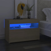 Comodini con Luci LED 2 pz-Set di 2 Tavolino da notte Rovere Sonoma 60x35x40 cm