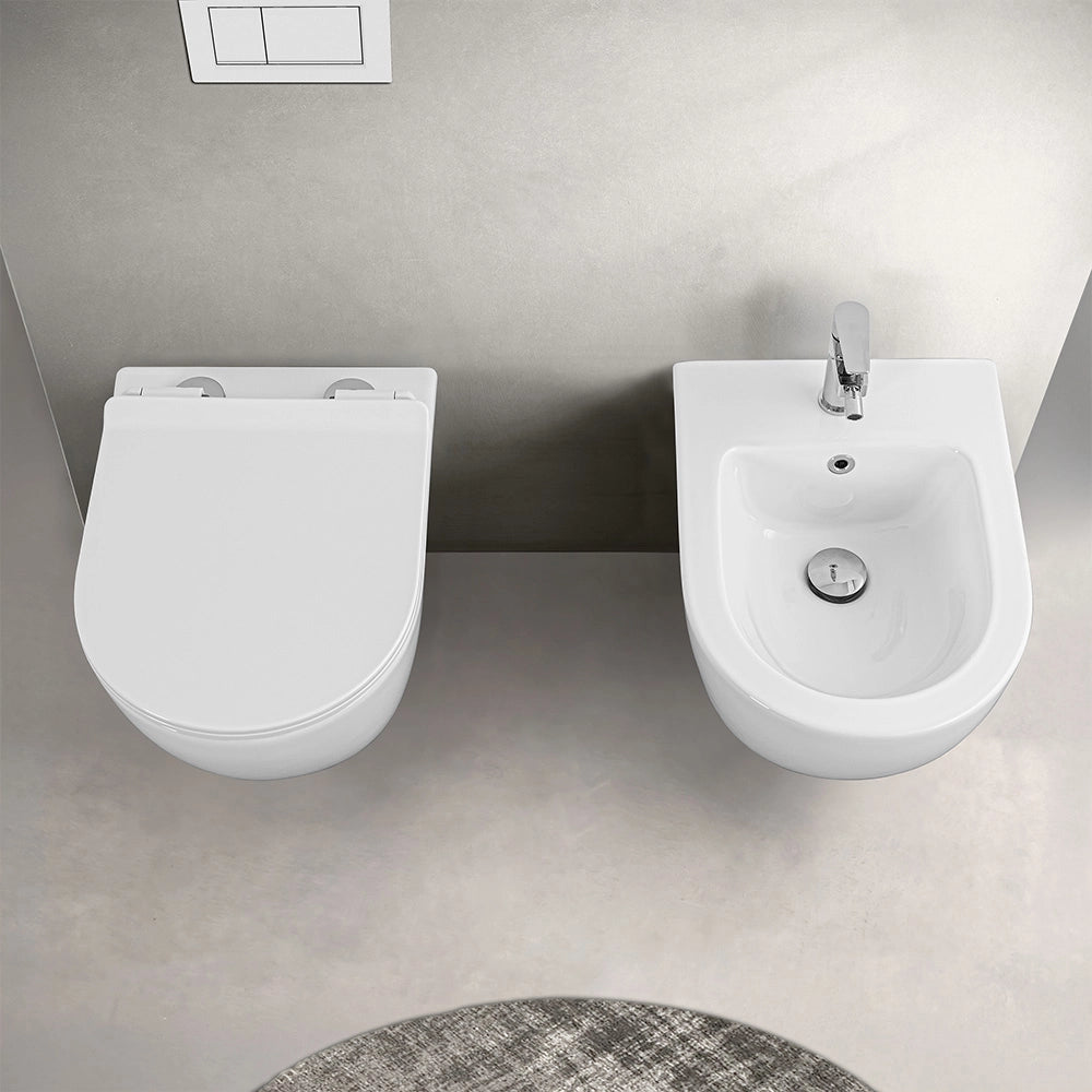 Wc sospeso Rimless serie Tokyo in ceramica bianco lucido