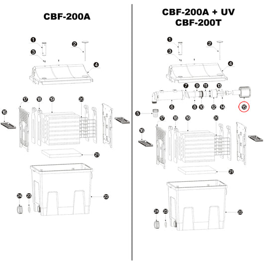 Pezzo di ricambio per filtro per laghetti Bio CBF-200T CBF-200U Unità di collegamento UV