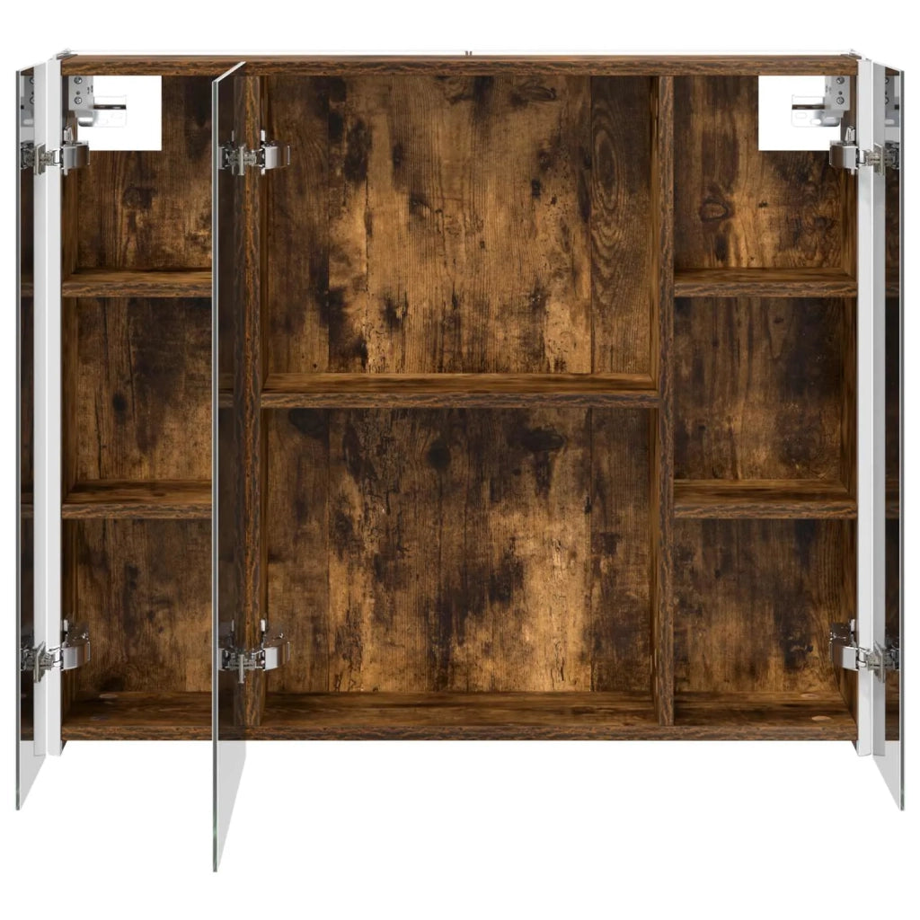 Mobiletto per specchio da bagno Rovere fumé 83,5 x 15,5 x 70 cm