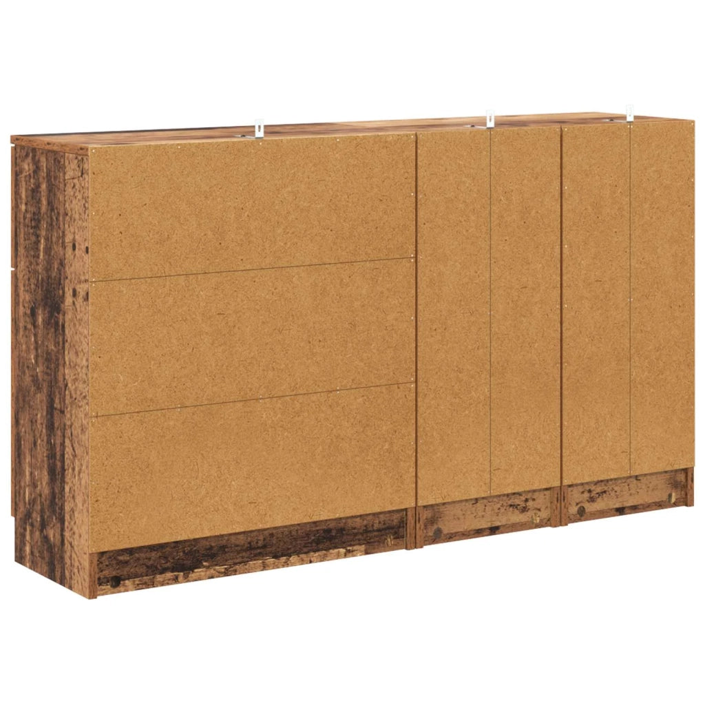 Credenza con cassetto 3 pz | Madia | Buffet da pranzo | Armadio da pranzo Legno vecchio Legno multistrato