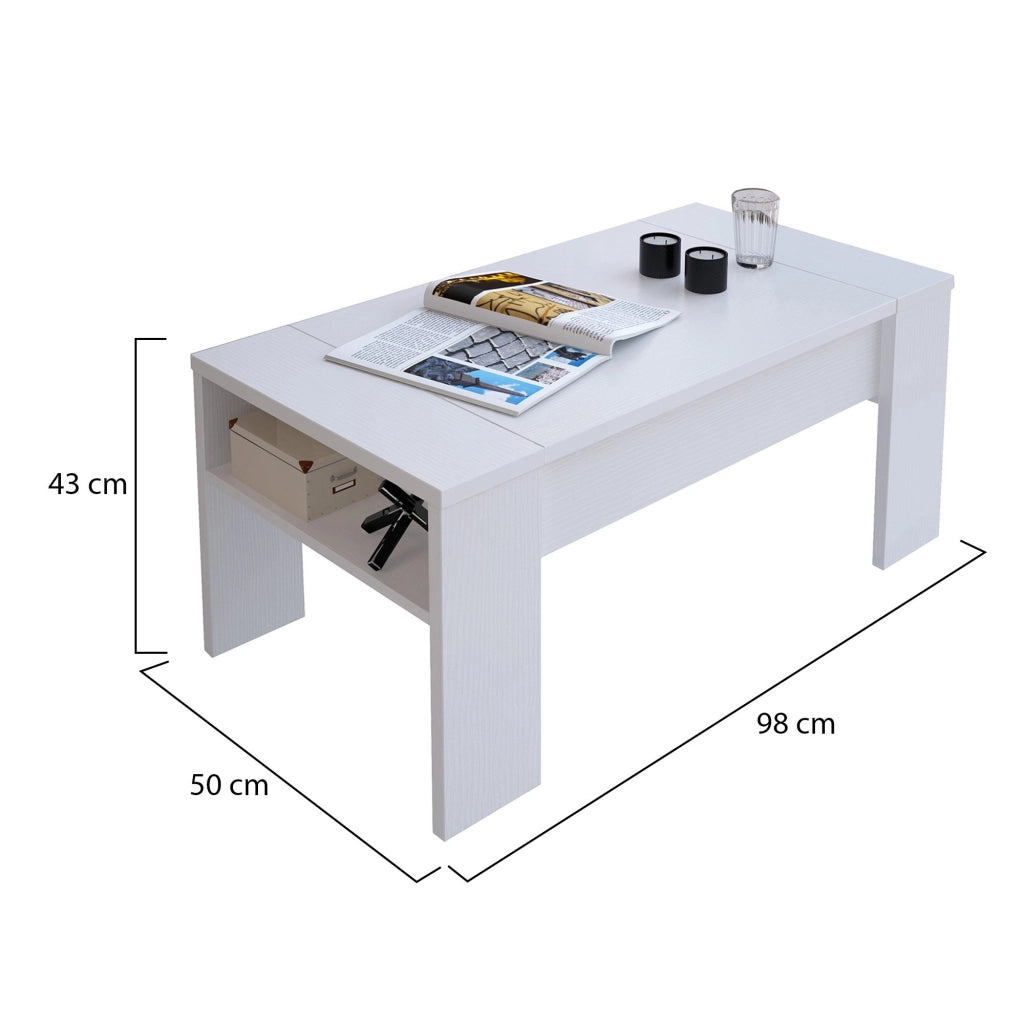 Corallo, Tavolino da Salotto un Vano, 98x50x43h cm Bianco