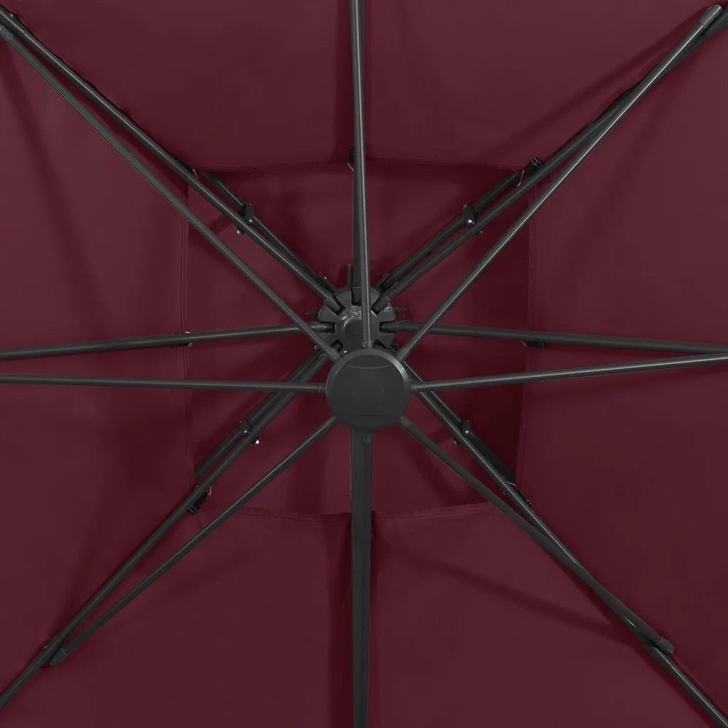 Ombrellone a Sbalzo con Doppia Copertura 300x300 cm Rosso BordÃ²