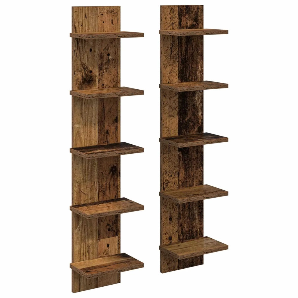 Scaffale da parete 2 pcs Legno antico 22 x 15 x 100 cm 8012433