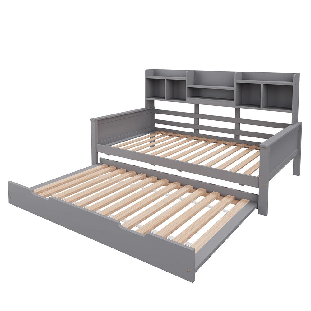 Divano letto in legno 90x200cm - Xylo - grigio, estensibile 90x190cm, pino