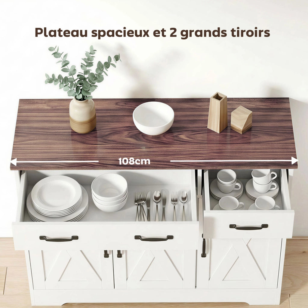 Credenza ¨C zephmum ¨C Bianco, Rovere, 108x40x81 cm