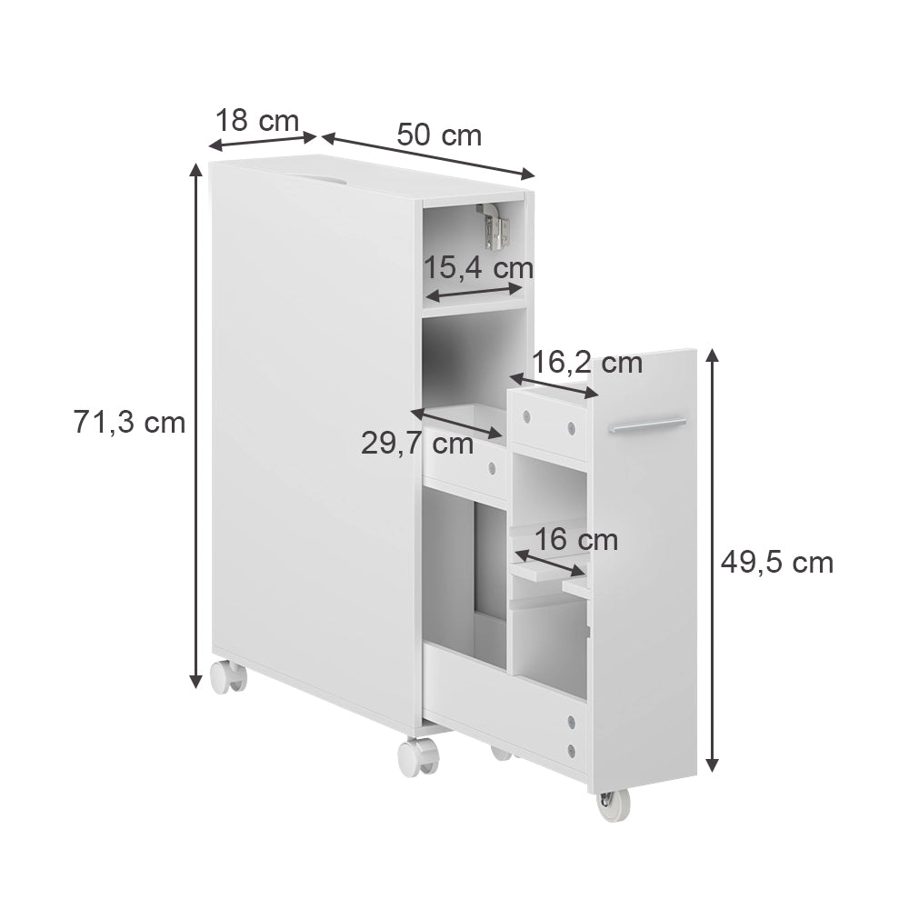 Vicco Armadietto per toilette Bianco 18 x 71.3 cm Con scomparto estraibile