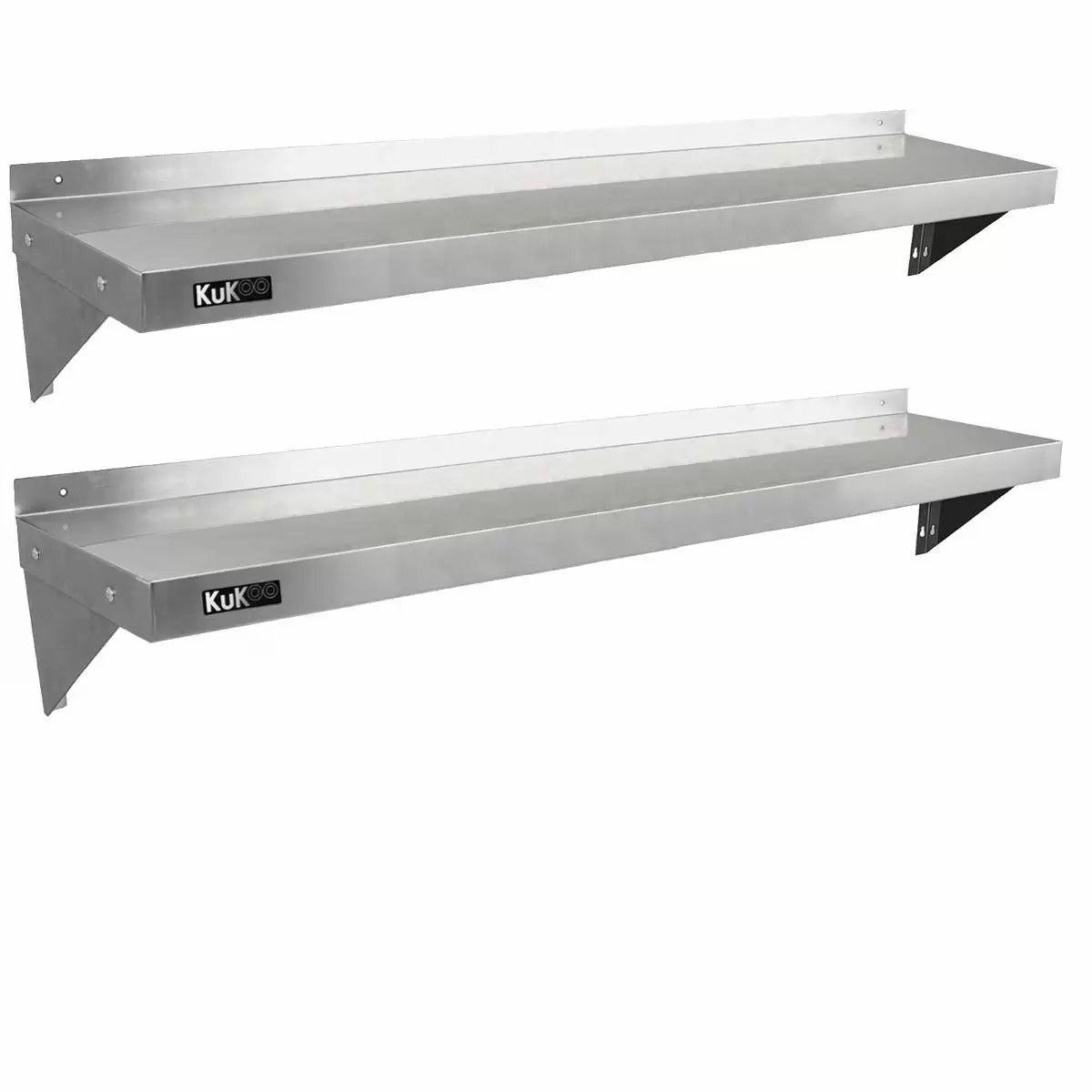 Set 2 Mensole a Muro 150x30 cm per Cucine di Ristoranti Pizzerie in Acciaio Inox