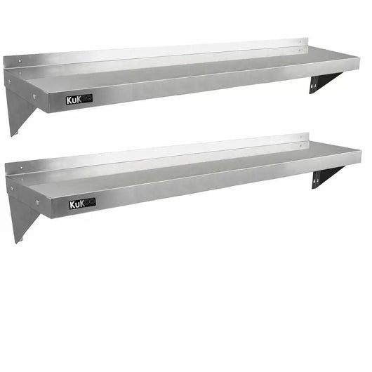 Set 2 Mensole a Muro 150x30 cm per Cucine di Ristoranti Pizzerie in Acciaio Inox