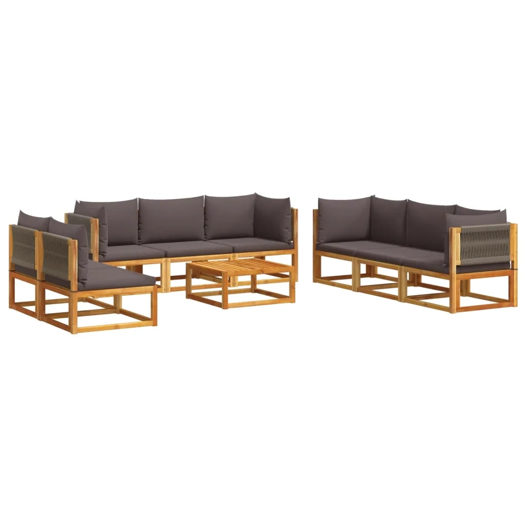 Set Divano Giardino 9 pz con Cuscini Legno Massello di Acacia