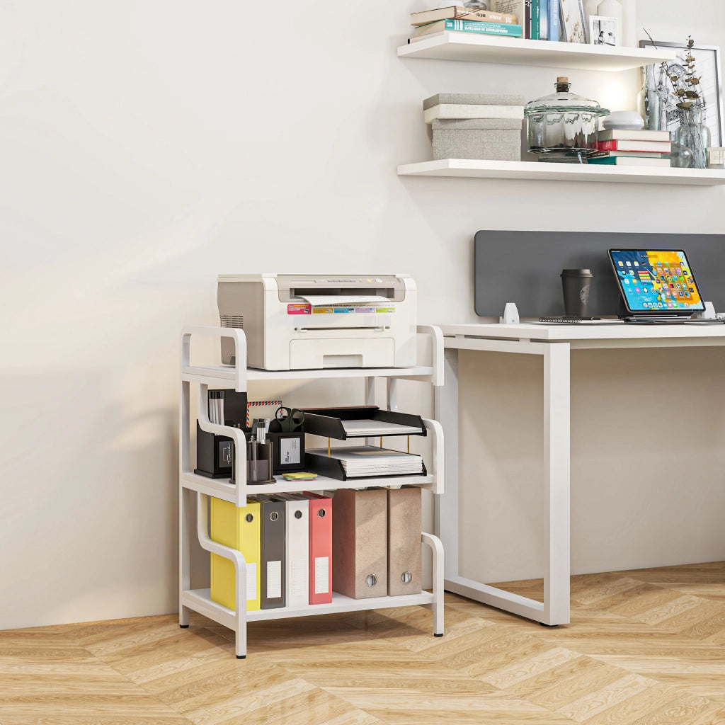Libreria a 3 livelli ¨C zephmum ¨C in metallo, design industriale, bianco, 55x40x77 cm