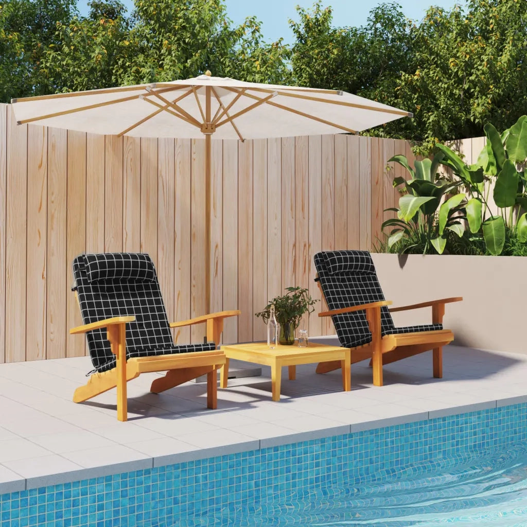 Cuscini Sedia Adirondack 2 pz a Quadri Neri in Tessuto Oxford 361846