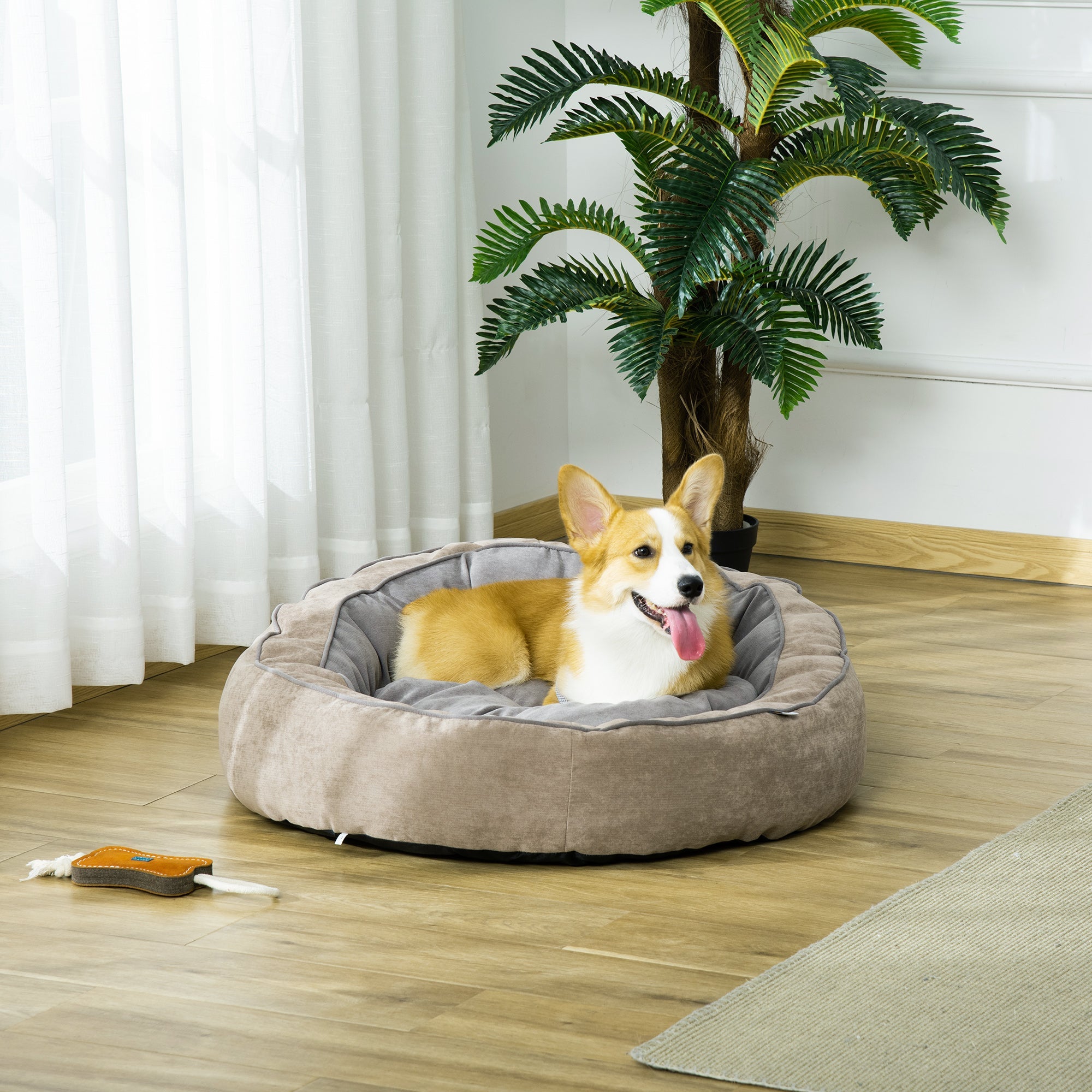 Cuccia Imbottita per Cani e Gatti 85x85x35 cm in Tessuto Grigio