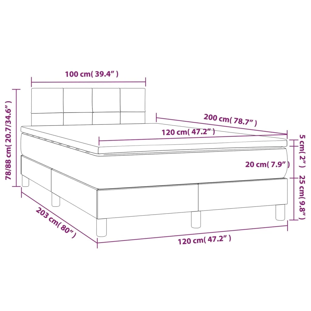 Giroletto a Molle con Materasso Marrone Scuro 120x200cm Tessuto
