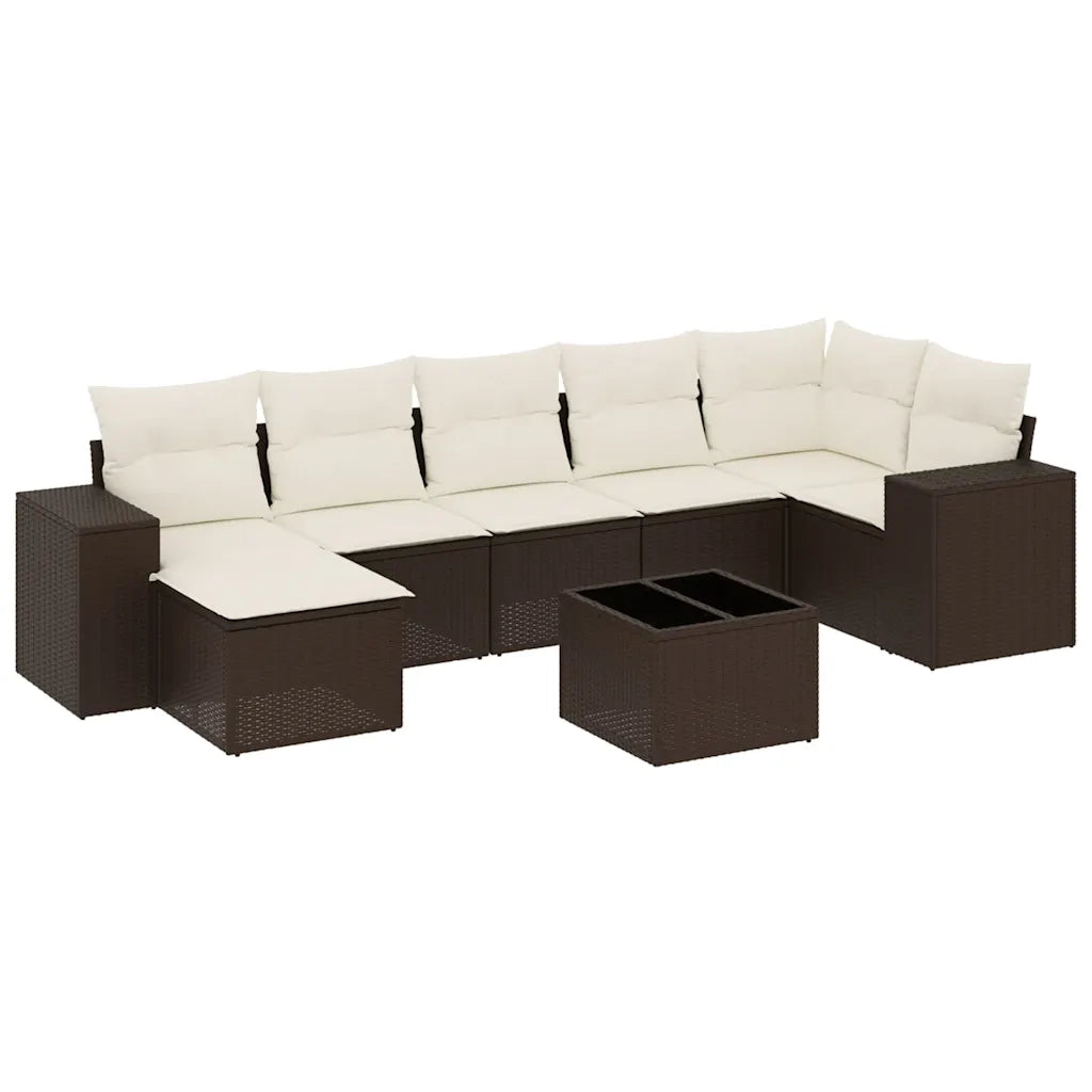Set Divani da Giardino 8 pz con Cuscini Marrone in Polyrattan 3255230
