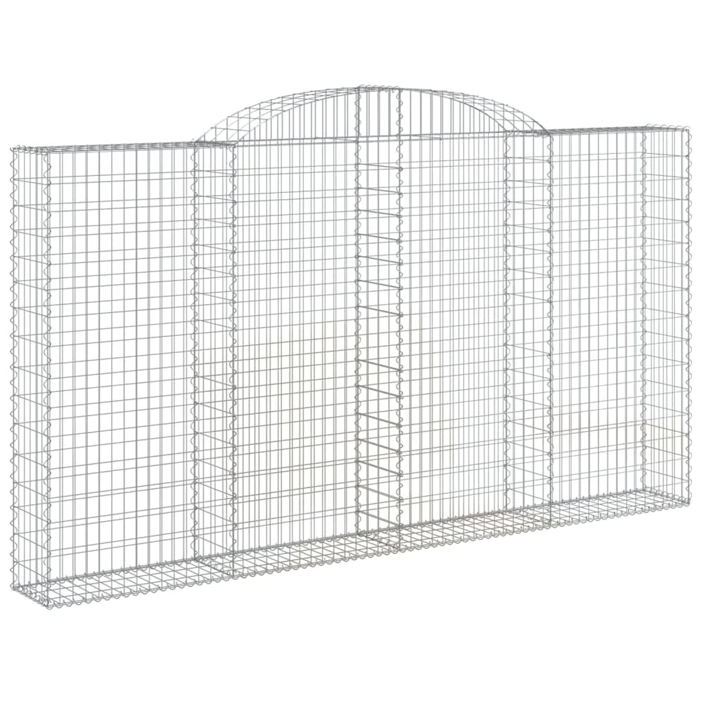 Set di 2 gabbioni ad arco per recinzione gabbia o muro di contenimento 300 x 30 x 160/180 cm ferro zincato argento 02_0041367