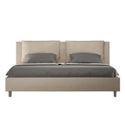 BS COM Letto matrimoniale king size senza rete imbottito 200x210 similpelle tortora