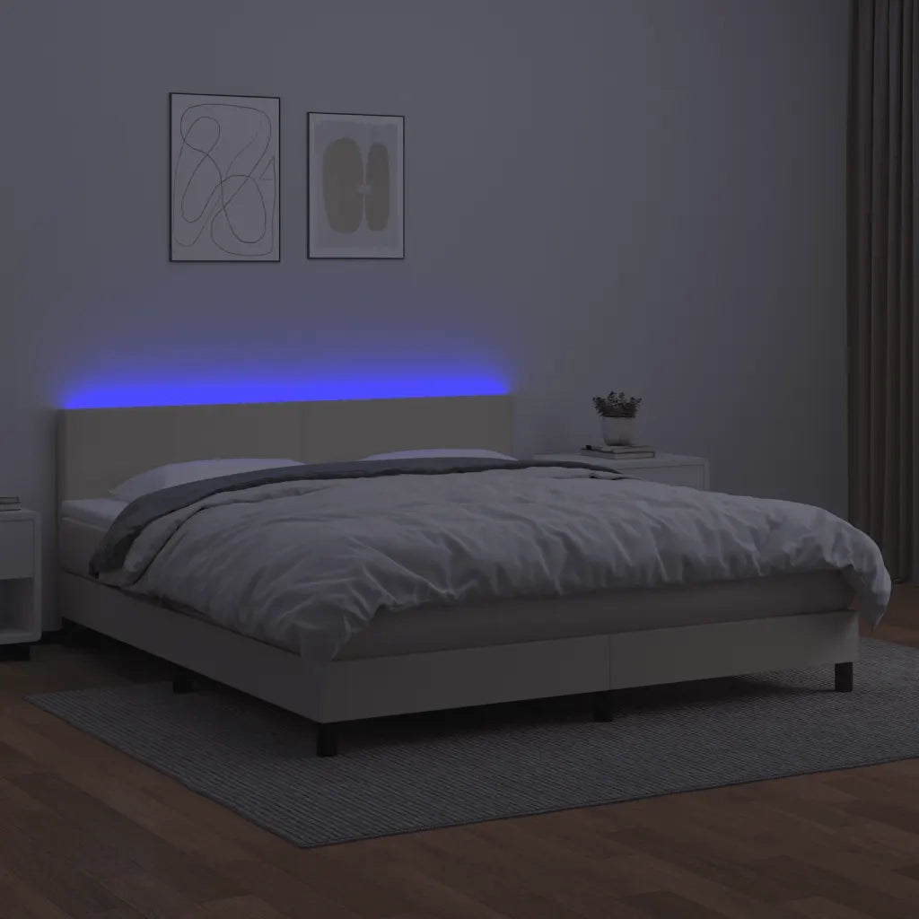 Giroletto a Molle con Materasso e LED Crema 160x200 cm 3134113