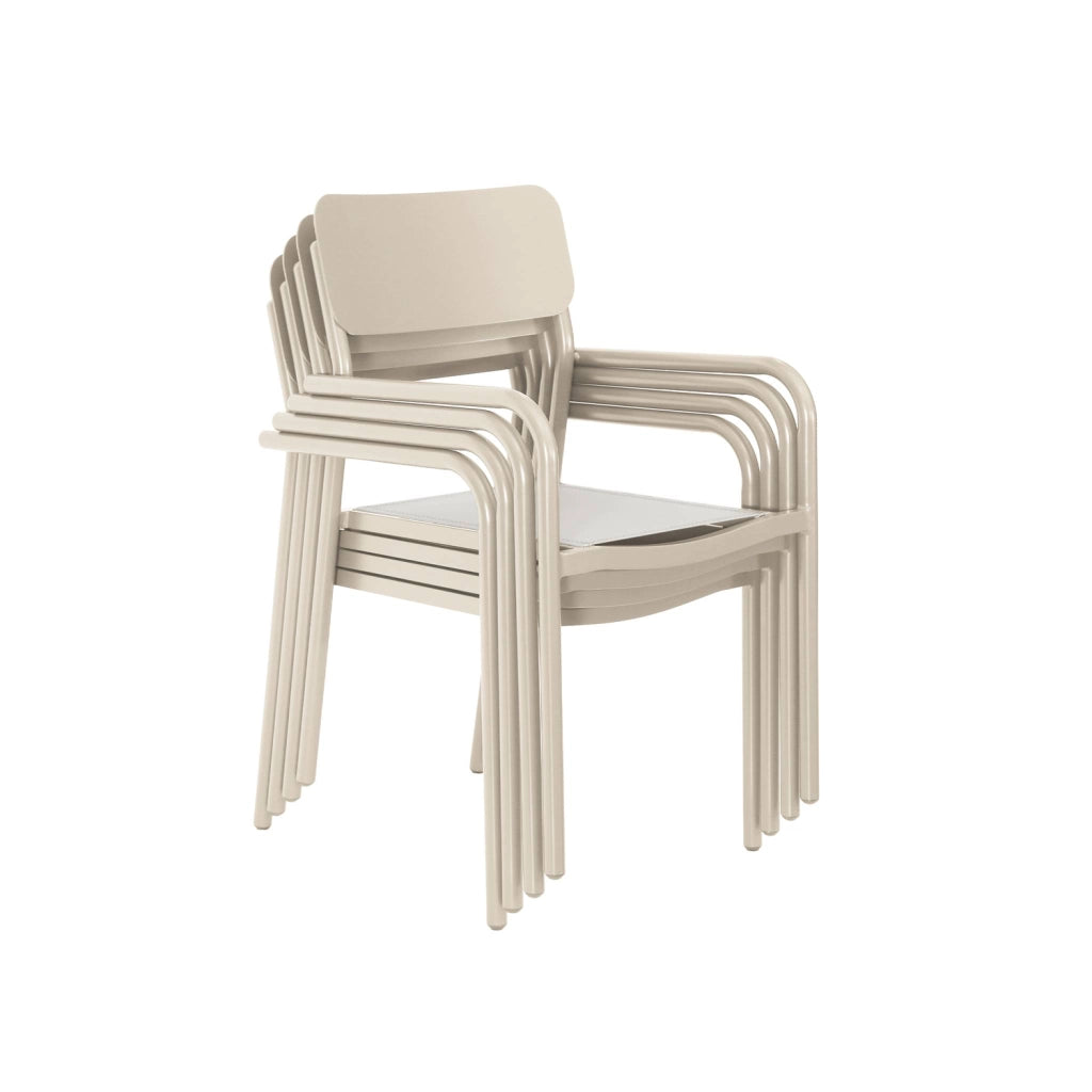 Set 4 sedie da giardino impilabili in alluminio e textilene, beige