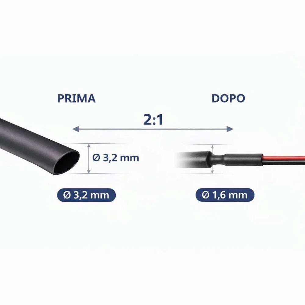 Raytech rgpo-b guaina termorestringente nera 1,2 m poliolefina reticolata *** diametro 3,2 millimetri, confezione 1