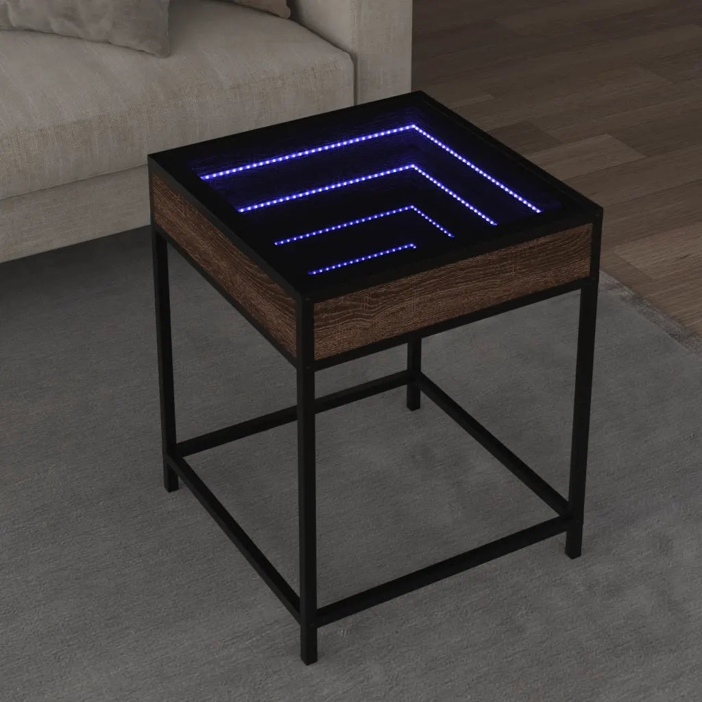 Tavolino da salotto | Tavolino da caff¨¨ | Tavolino da Soggiorno con LED Infinity Rovere Marrone 40x40x51 cm