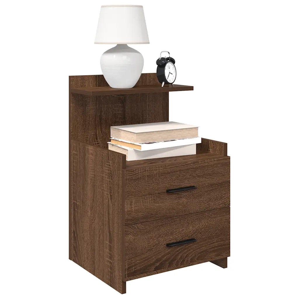 Comodini 2 pz con 2 cassetti in rovere marrone 40x36,5x62 cm 858645