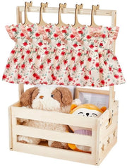 Organizzatore per Bambini - Scatola di Legno - 34,3 x 23 x 51,5 cm - 5 Ganci - Legno Bianco - Scatola di Archiviazione