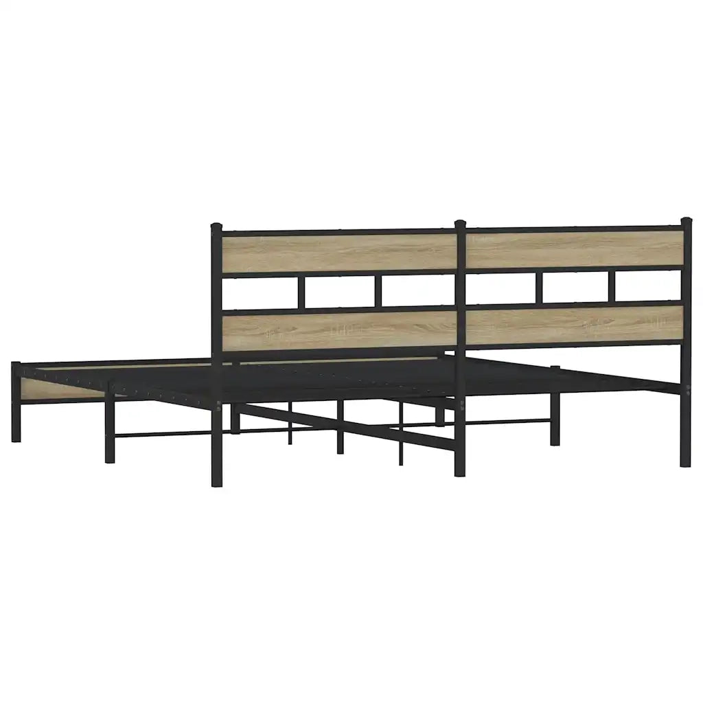 Giroletto senza Materasso in Metallo-Struttura Letto Rovere Sonoma 200x200 cm 200087